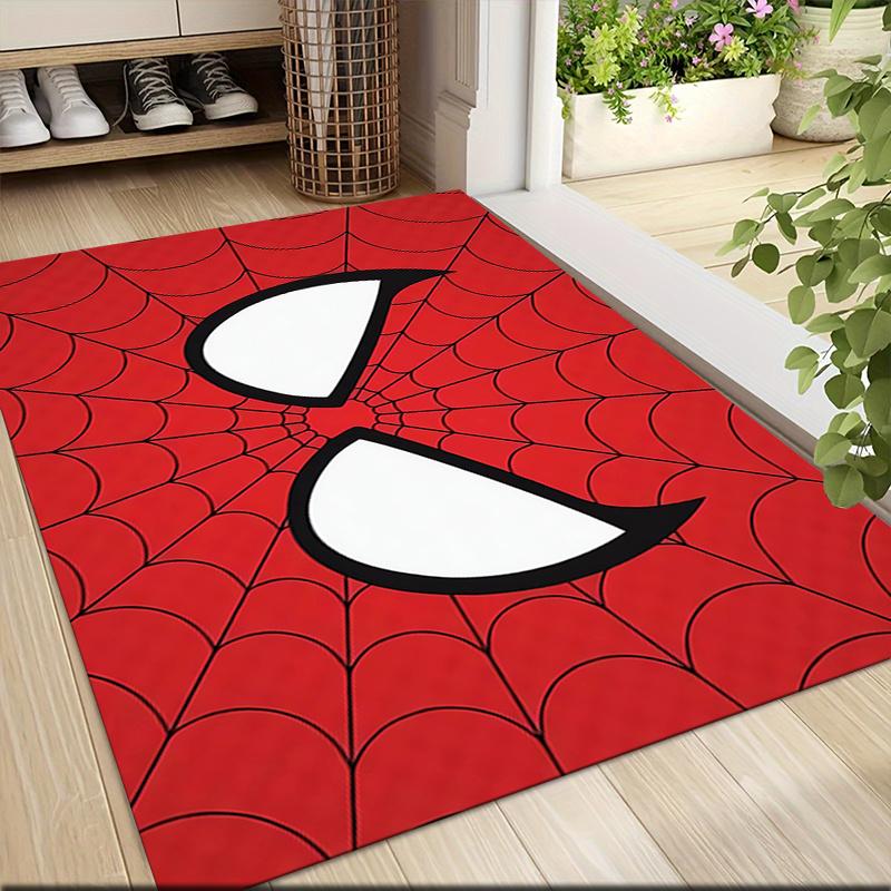 1pc Spider-Man Cartoon Carpet, 100% Polyester, Non-slip, Machine Washable, Waterproof, Outdoor Yard and Garden Decor, Home and Bedroom Decorative