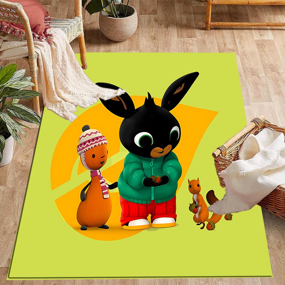 Bing Bunny Colorful Adventure Themed Anti-Slip Rugs - Polyester Home Decor, Suitable for Bedrooms, Living Rooms, Doorways, Studios, and Decorations