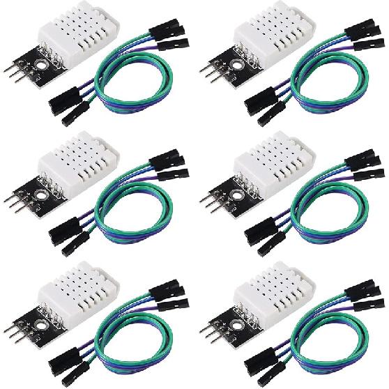 6PCS DHT22/AM2302 Digital Temperature and Humidity Sensor Module 3Pin Temperature Humidity Monitor Sensors Replace SHT11 SHT15 Module with Cable for