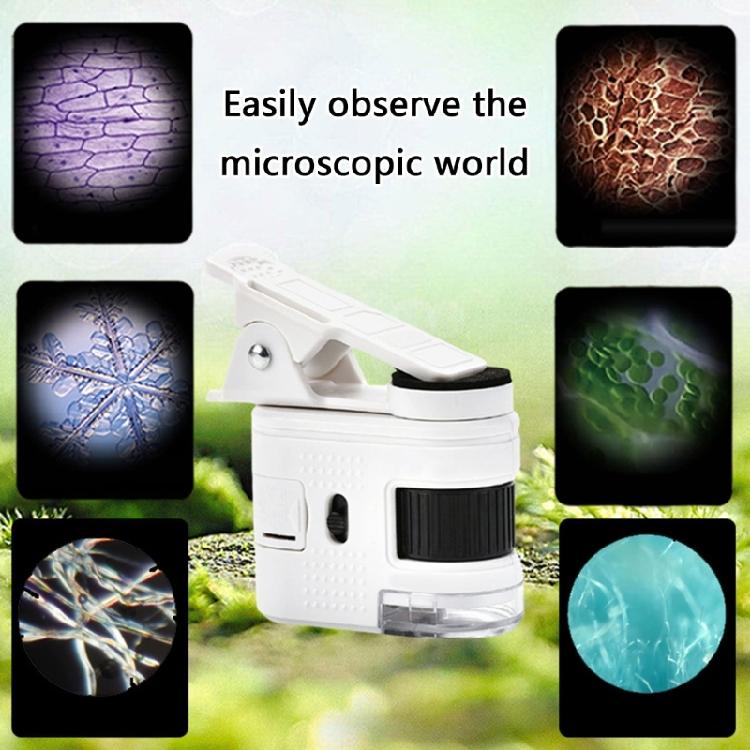 Travel Portable 100X Magnifying Microscope with LED Light and Cellphone Clip for Detailed Observation Jewelry Magnifiers