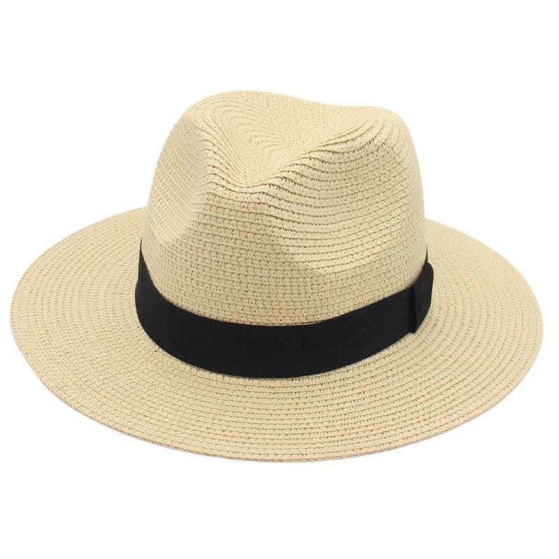 Spring and Summer Selling Straw Hat Square Black Ribbon Hat for Men and Women Jazz Hat Panamahat