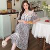 Linglei Summer Printing Color Lace Bow Mesh Court Princess Style Long Nightdress Pajamas Loungewear Women