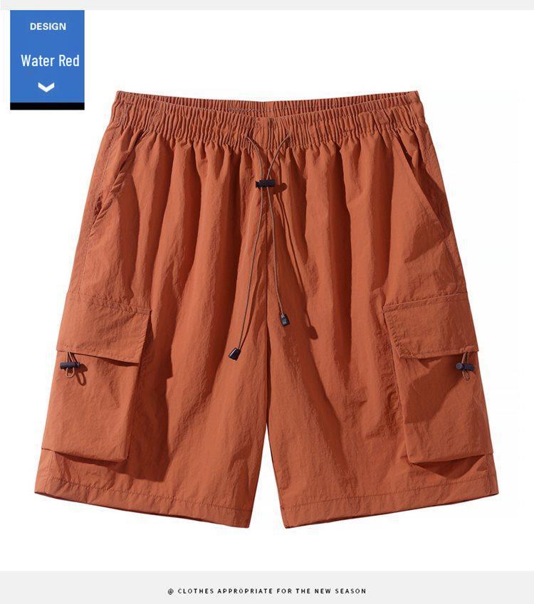 Men's Ice Silk Casual Shorts – Trendy Summer Five-Point Workwear, Plus Size, Straight-Leg, Mid-Length Beach Sports Shorts