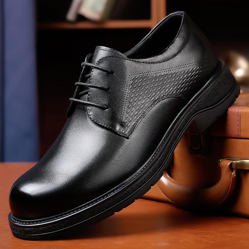 First Layer Cowhide New Men's Business Leather Shoes Genuine Leather Formal Casual Single Shoes Men's Big Toe Thick Soled Men's Shoes