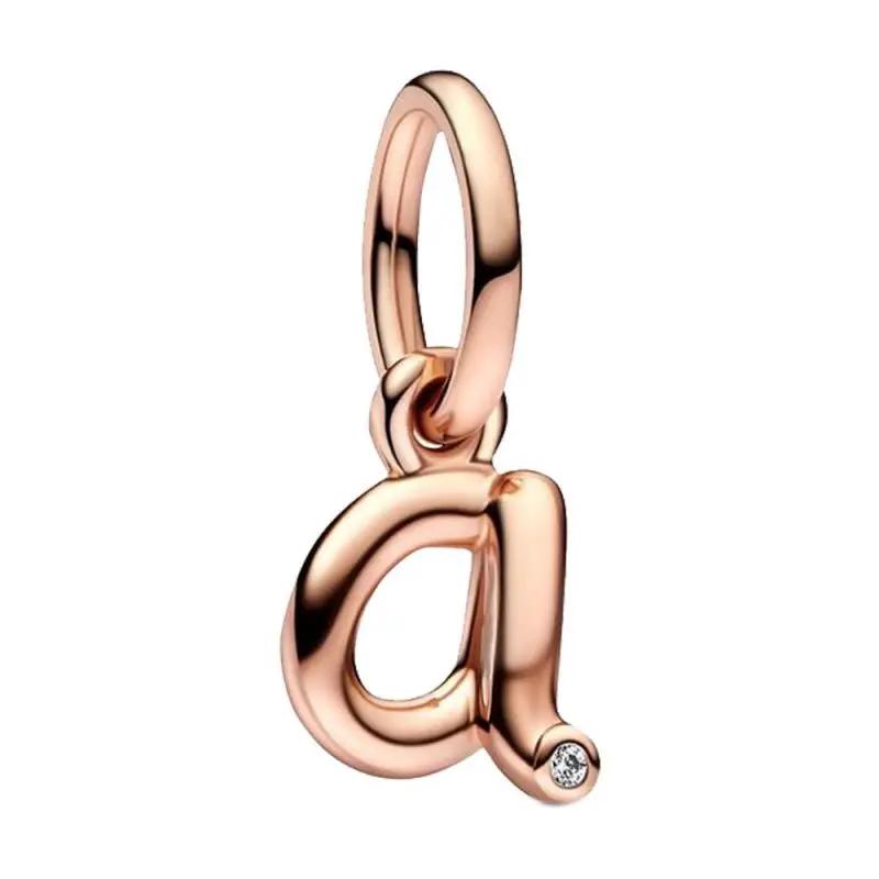 

New Plated Rose Gold Letter A-Z 26 Alphabet Bead Zircon Letter Charm Fit Bracelet Jewelry Women s Style DIY Craft Romantic Jewelry Gift Choice белый