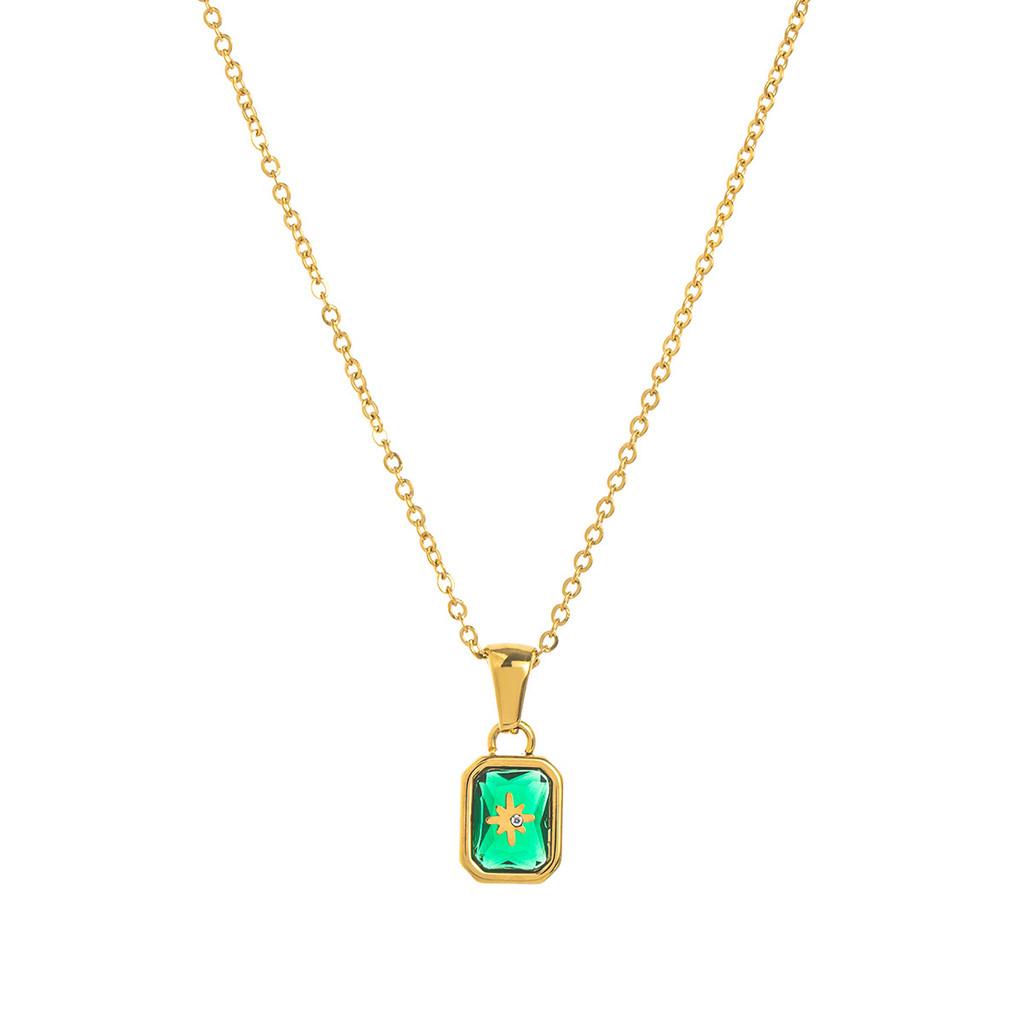 Birthstone Zodiac Necklace With Titanium Steel Pendant For Women And Men