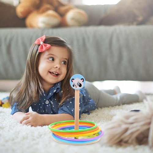 DECORNIJIA Ring Toss Game Set for Kids, Outdoor Family Game Toy, Cartoon Design with Smooth Edges, Durable Plastic Educational Play