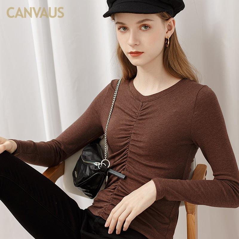 Europäisches Damen Herbst Neues Langarm-T-Shirt Damen Rundhals Ist Dünner und Trägt Ein Top