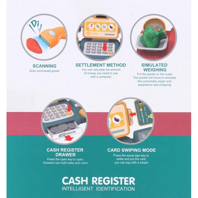 Cash Register For Kids Toy Scanner Calculator Accessories