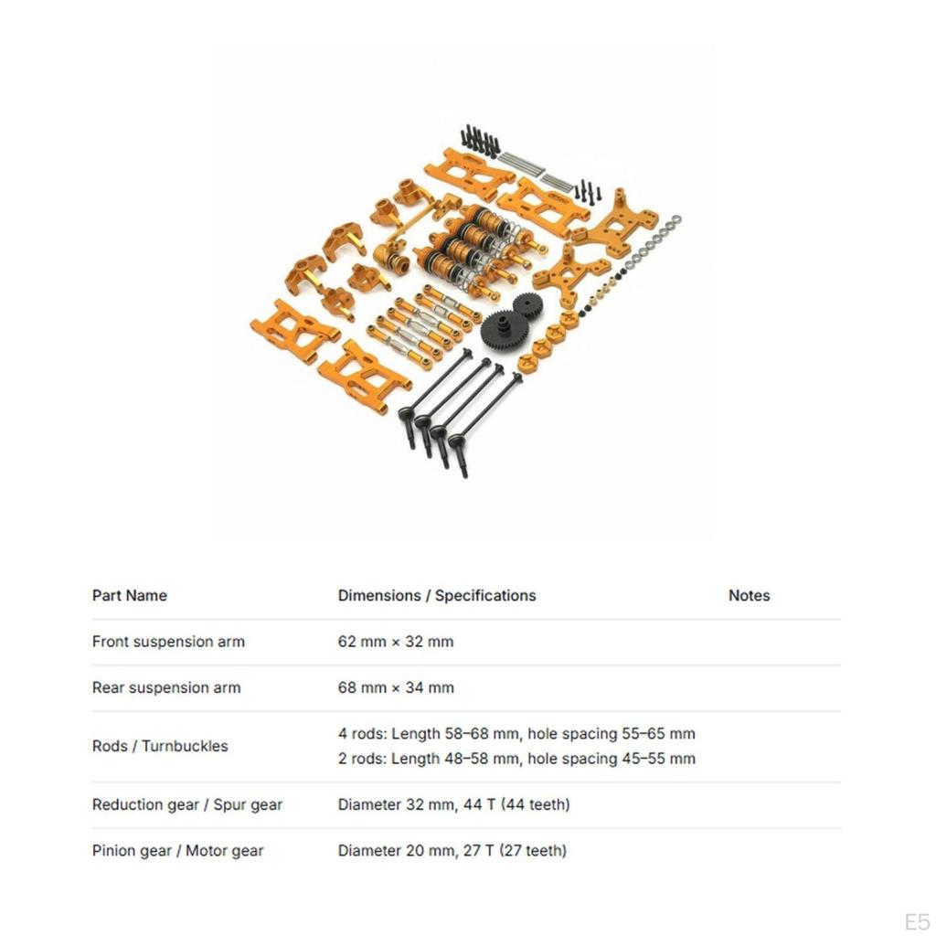 1:12 1:14 RC Car Metal Upgrade Kit Modification Parts Set with Front and Rear Swing Arms Steering