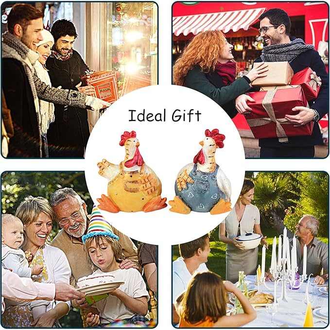 Chicken Statue Pack 2 Chicken Figurine Chicken Shape Craft Decorative Miniature Lovely Figurines Garden Home Decoration Easter Valentine