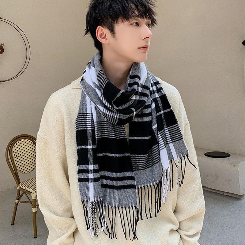 Autumn And Winter Scarves Imitation Cashmere Warm Men'S Plaid Scarf Manufacturers
