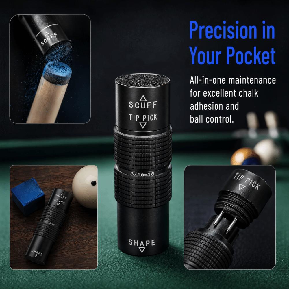 Aluminum Alloy Billiard Pool Cue Tip Multi-Function Billiard Cue Tip  Chalk Grip Enhancement