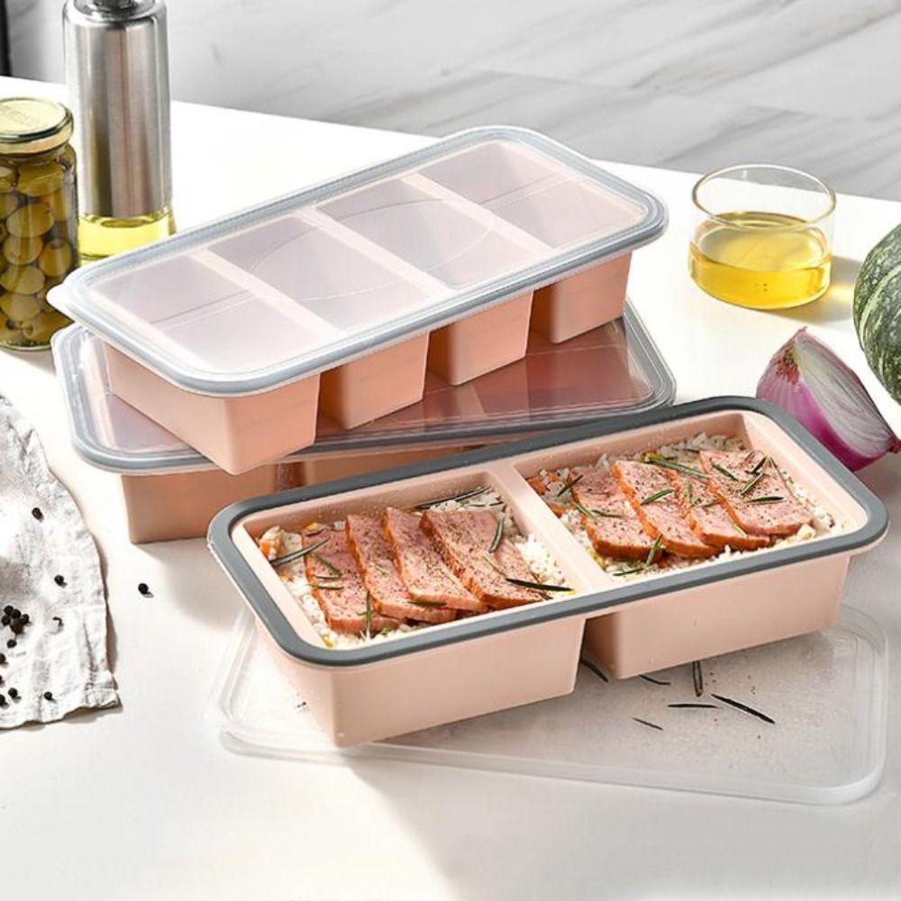 Food Grade Food Storage Container 2/3 Grid Ice Cube Tray for Storing Broth, Leftovers, Rice, Sauce