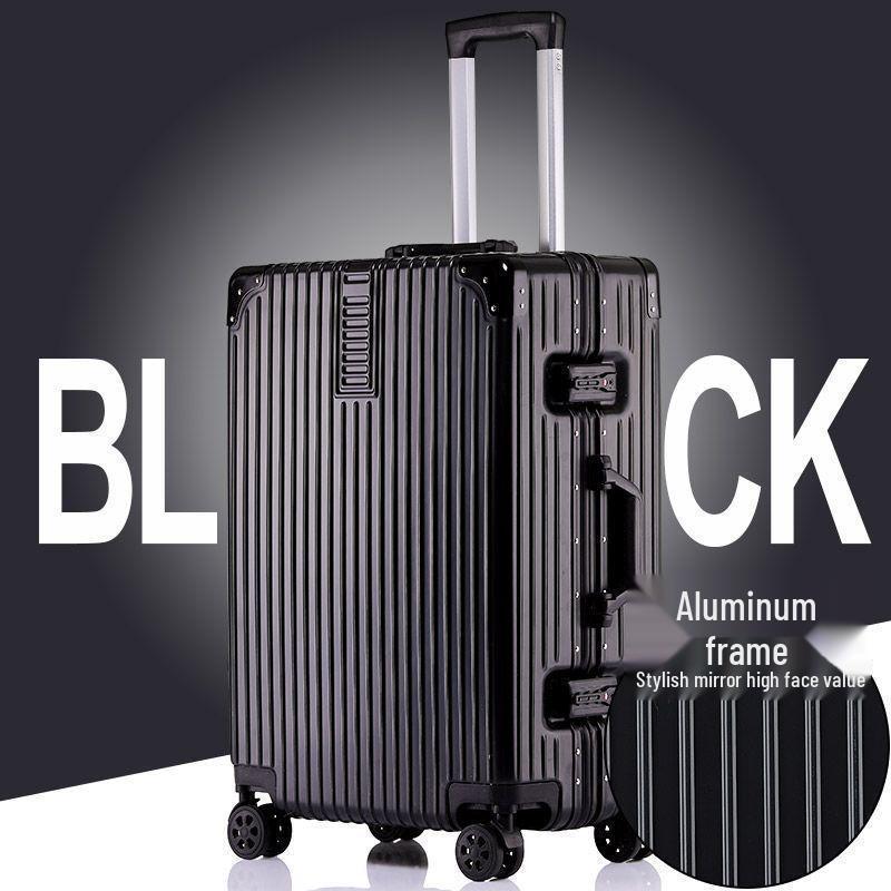 Korean Style Unisex Travel Suitcase: Universal Wheels, Large Capacity, Leather, Combination Lock, Aluminum Frame