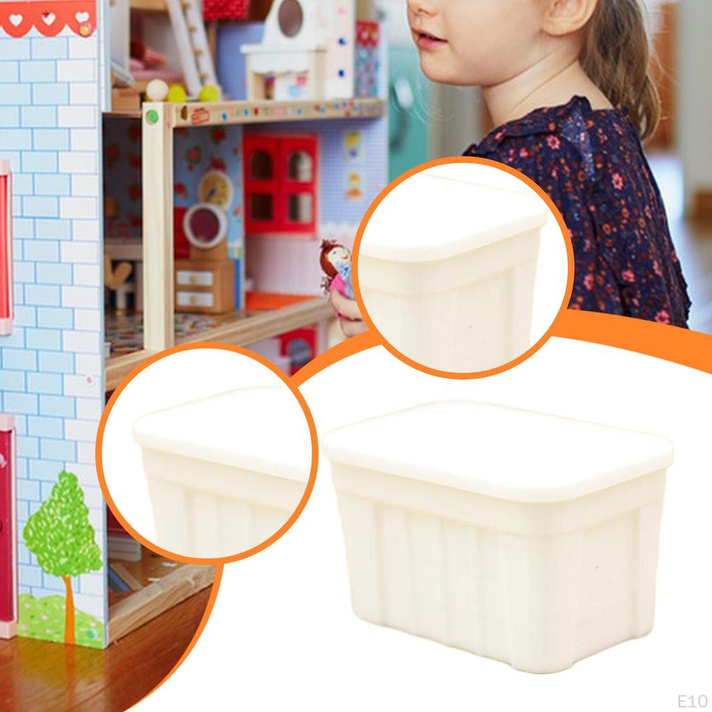 1/12 Miniature Storage Box with Lid Craft Diorama Scenery Ornament, Mini Organizer for DIY