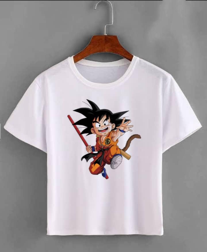 2026 Summer Dragon Ball Kid Goku Unisexs TShirt White Wu Symbol Graphic 100 Cotton Oversized Breathable Casual Short Sleeve Tee