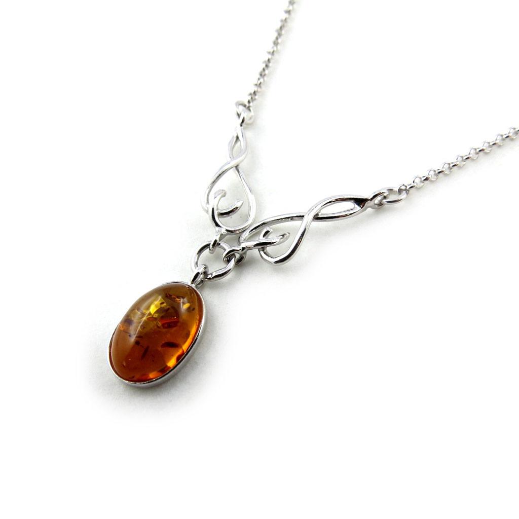Les Trésors De Lily [N2269] - Collier argent 'Inspiration' ambre (rhodié) - 14x9 mm