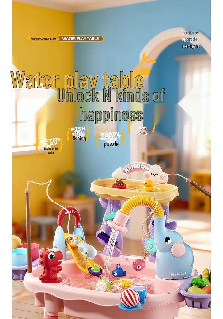 Children's Day Electric Water Play Table: Role-Playing Dishwashing, Fishing, Slide, and Sprinkler Toys
