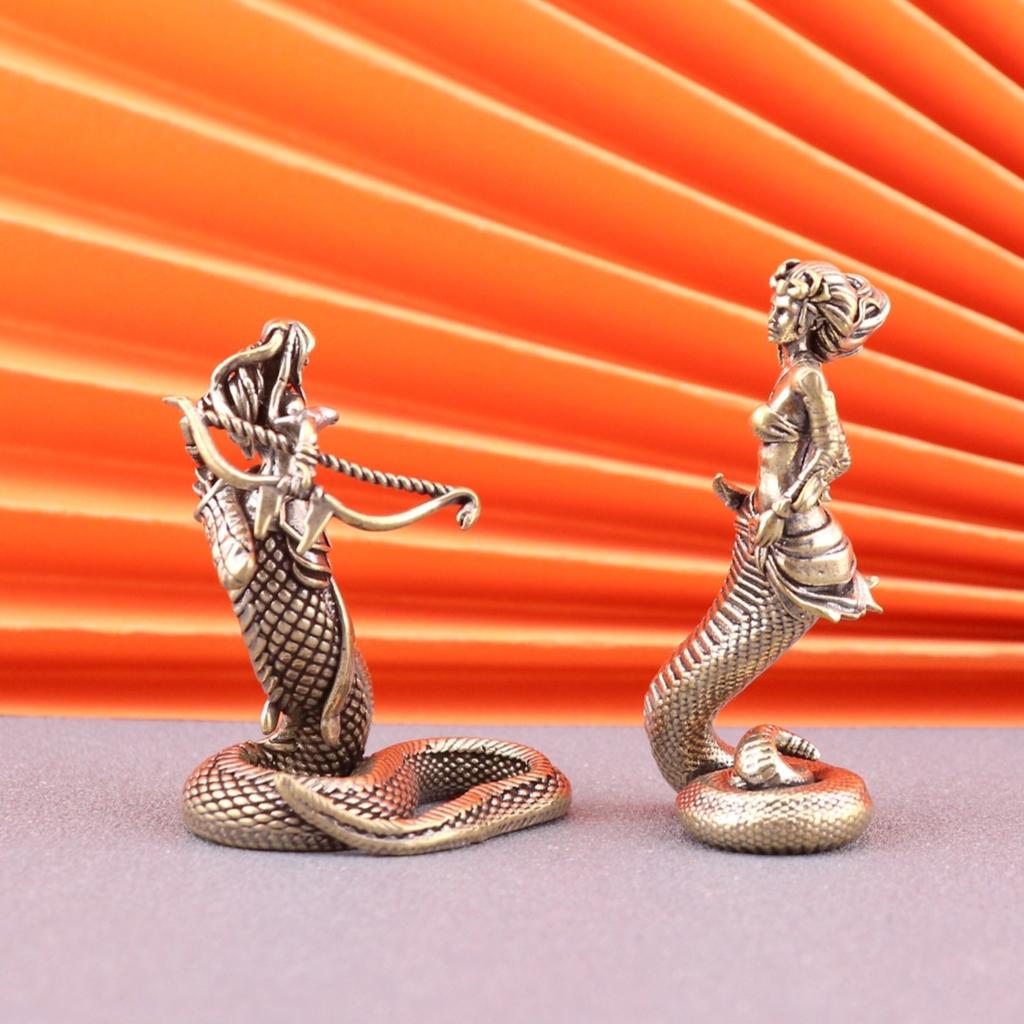 Creative Brass Medusa Ornament Ancient Greek Snake Girl Vintage Crafts Home Office Desktop Tea Pet Ornament