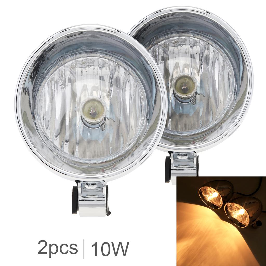 2pcs/set 10W Universal Motorcycle Headlights Motorbike Retro Fog Light Auxiliary Light for Motorcycles Yam Aha Kaw Asaki David Son