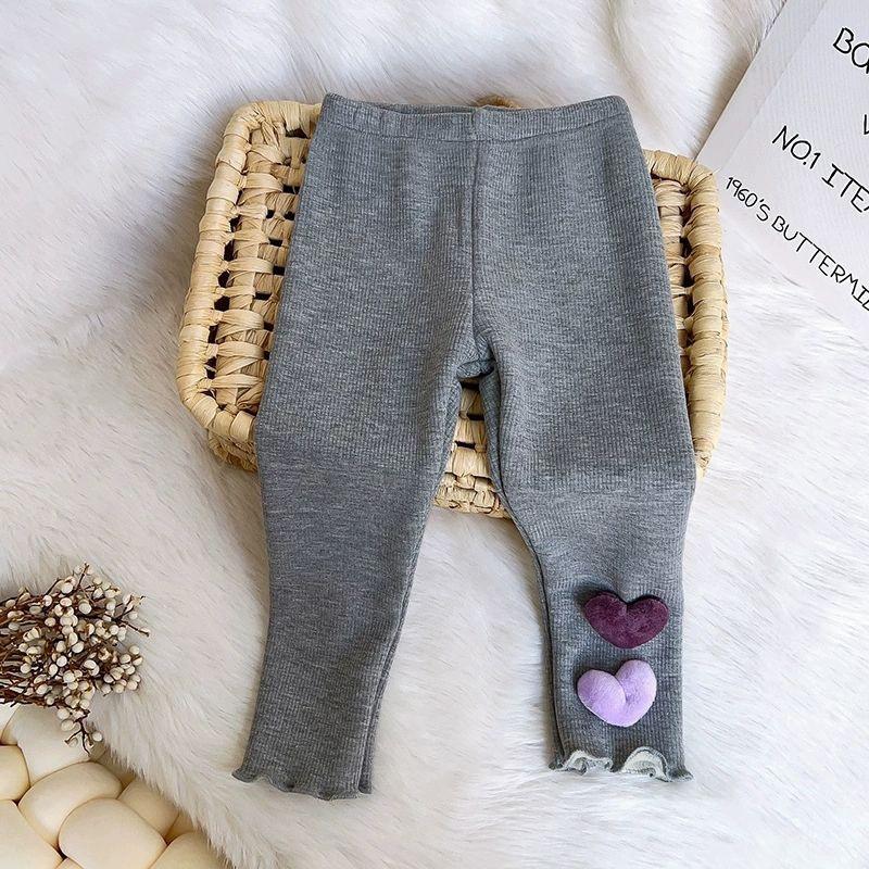Girls Fleece Lined Pants Winter Warm Korean Style Fashion Heart Print Tights for Baby Toddler Leggings Trousers