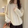 Women's Thickened Lace Collar Wool Sweater - 100% Pure Wool, Autumn/Winter Round Neck, Stylish Loose Knit Top