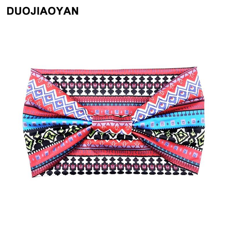 Knot Headband, Color Blocked Pattern Printed Sports Headband, Fashionable Polka Dot Wide Edge Elastic Headband