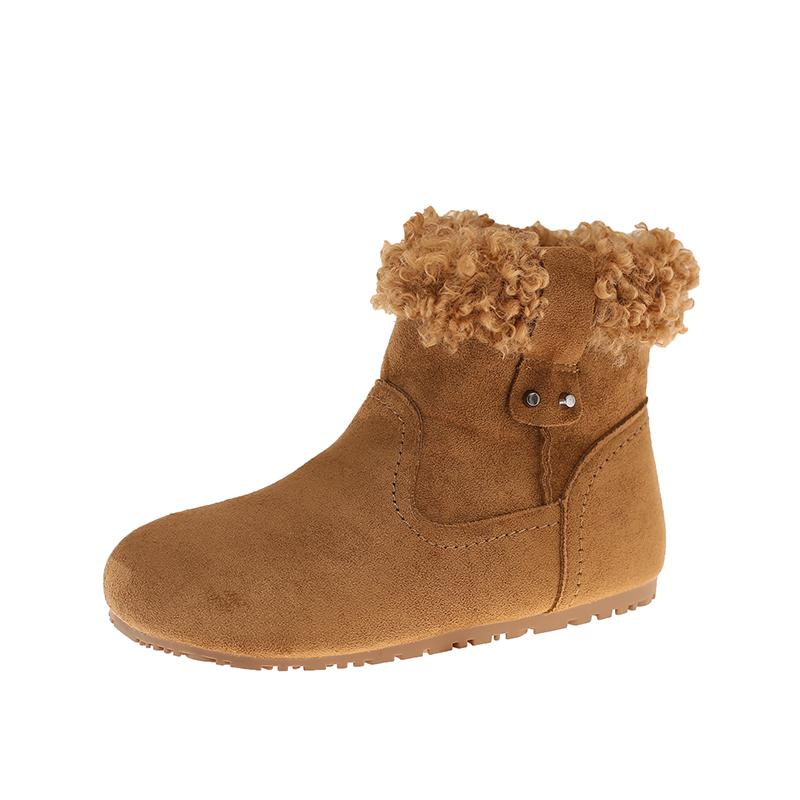 Retro Round Toe Versatile Snow Boots Women's Winter New Fleece Warm Non-slip Fluffy Short-thigh Cotton Shoes