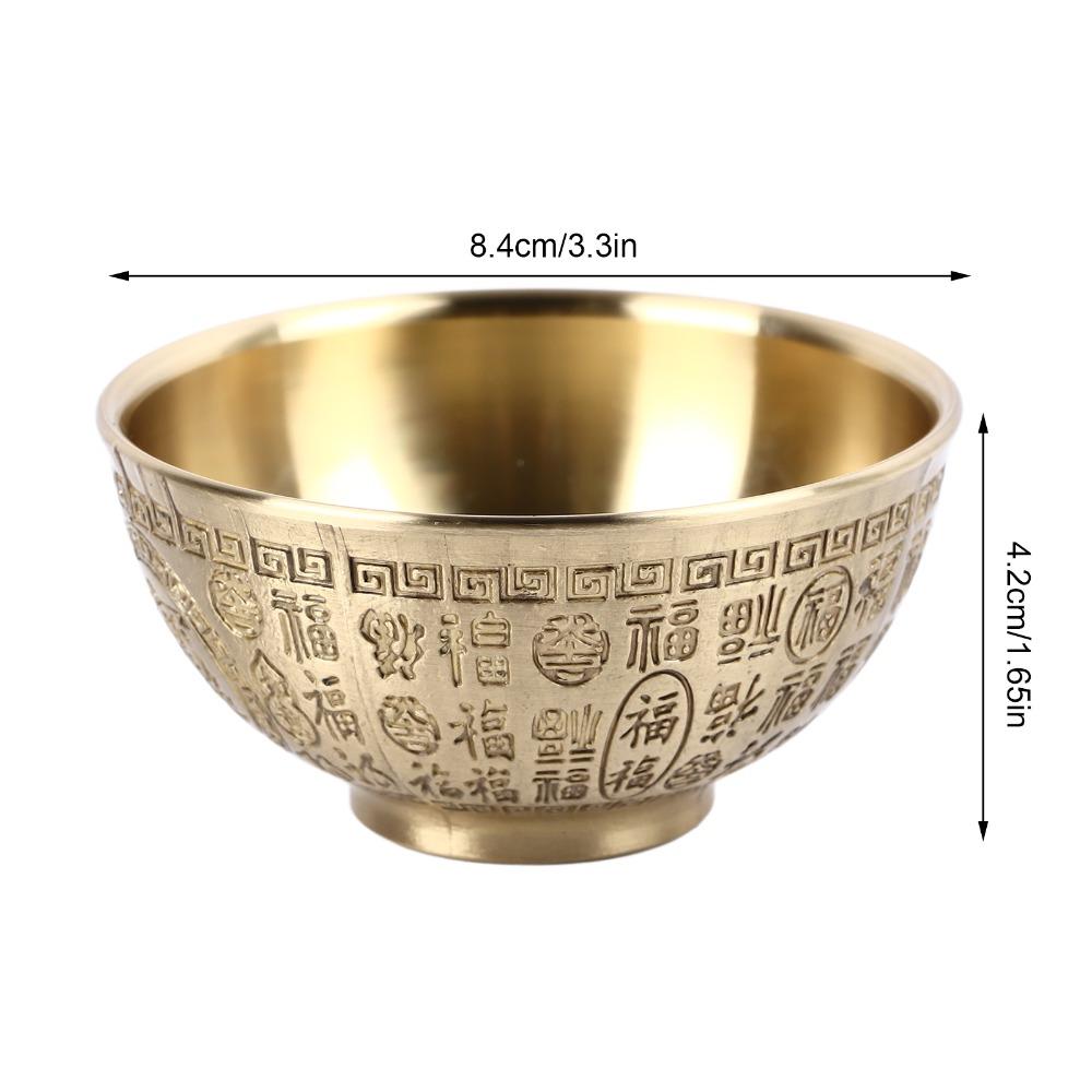 3.3-Inch Diameter Copper Decorative Bowl Gold Blessing Bowl Incense Temple Bowl For Office Decor