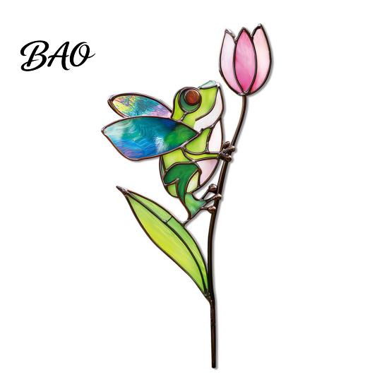 Colorful Yard Stakes Planter Insert Stake, Double-Sided, Flower Pot Decor Metal Garden Decorative Insect Animal Stake for Plant Pots Bed Decoration