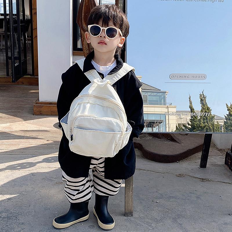 Minimalist Kids Backpack With Polyester Texture And Solid Color Design For Daily