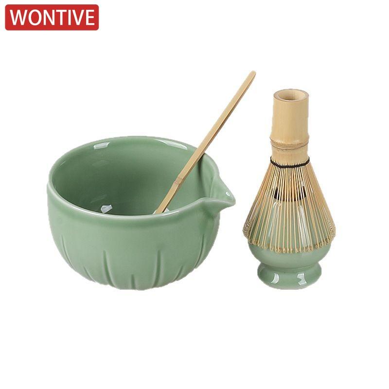 1/4 szt. Japońska Filiżanka do Herbaty Zestaw Akcesoriów do Ubijania Matchy oraz Matcha do Miseczki na Matchę Taca Bambusowa Miotełka Akcesoria do Ceremonii Herbacianej