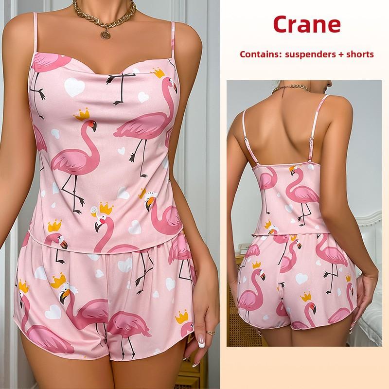 

Друкований Сексуальний Комплект Шортів на Підтяжках Сексуальна Нижня Білизна Модний Домашній Одяг L