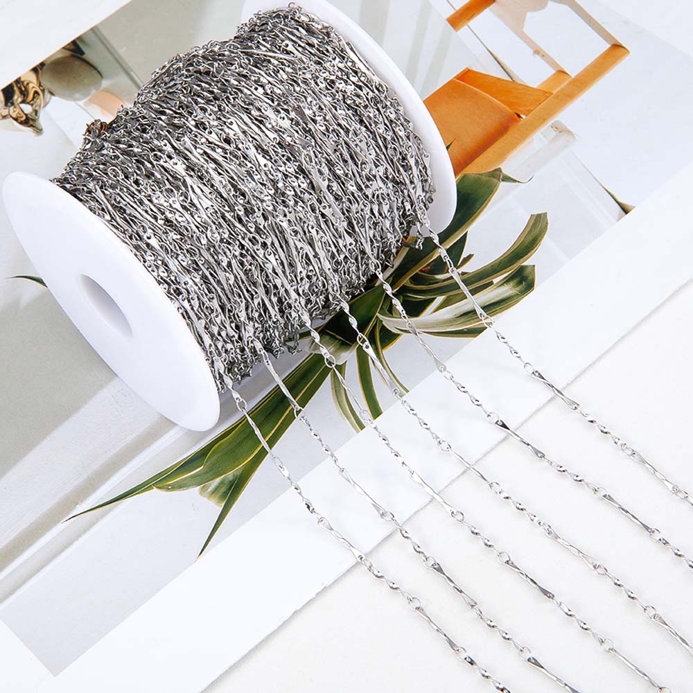 No Fade 1meter Stainless Steel Spiral Twist Stick Link Chain Wave Metal Chain for DIY Necklaces Bracelet Jewelry Making Findings