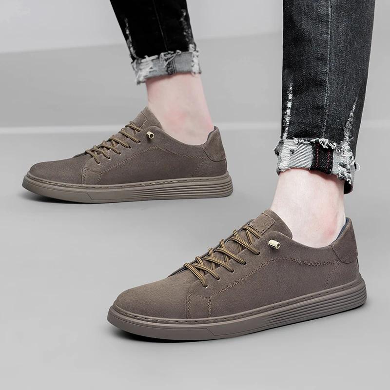 2024 Vardagliga Läderskor Herr Äkta Läder Mode Sommarsneakers Utomhus Körskor Lyxiga Träningsskor Vulkaniserade Skor