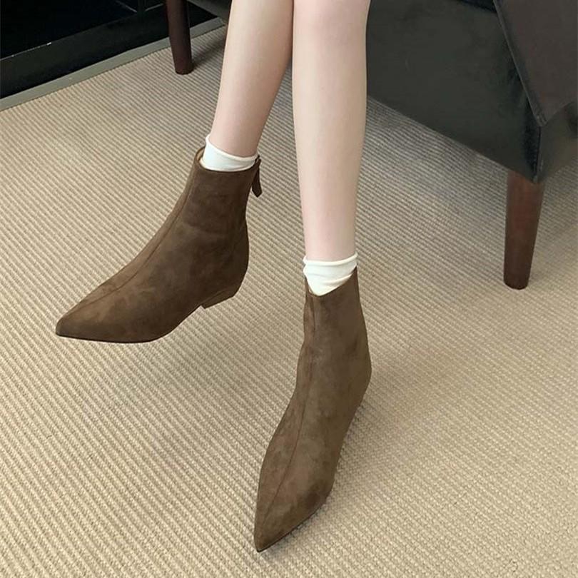 French Pointed Trouser Boots Two Wear Women's Boots 2025 Autumn and Winter New Short Boots Inner Fashion Boots