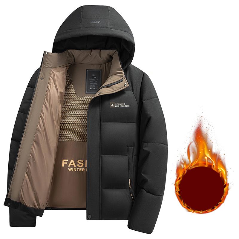 Warm Windproof Jacket Men Winter Fashion Comfortable Thickened Outdoor Hooded Overcoat Casual