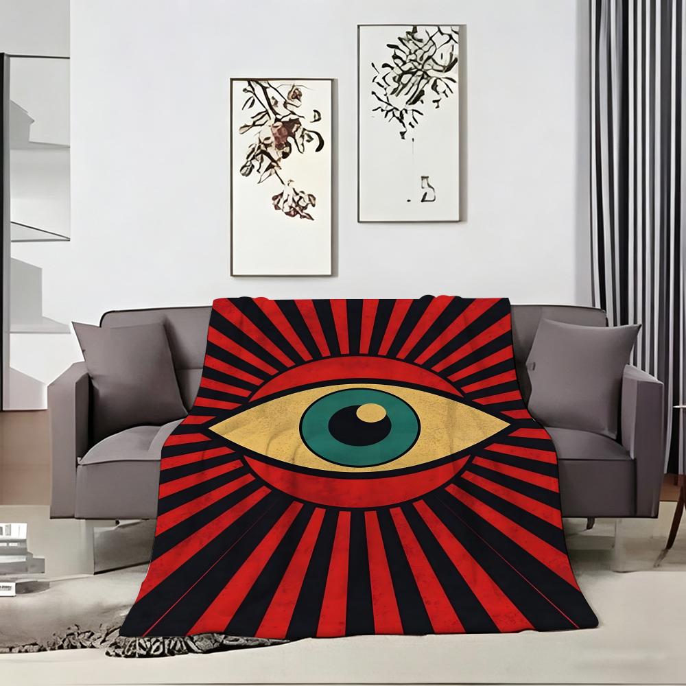Artwork P-Psychedelic All Seeing Eye Throw Lightweight 240g Flannel Blanket Soft Skin-friendly for Summer Cooling