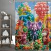 Niedlicher Ballon-Tier Wald Blume Duschvorhang, Dekorativer Duschvorhang für das Badezimmer, Wasserdichter Duschvorhang mit Haken