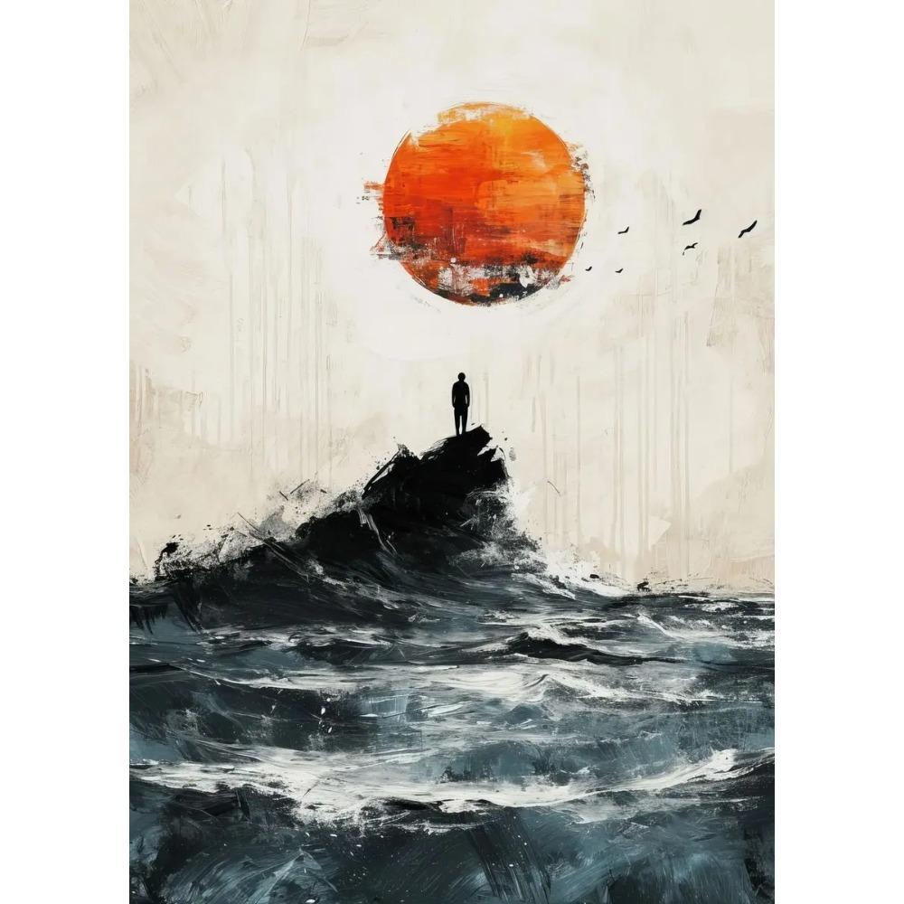 Wave Lighthouse Girl Surfing Canvas Painting Palm Tree Print Wall Art Picture Living Room Decor Sea Beach Poster Ocean Ship Boat