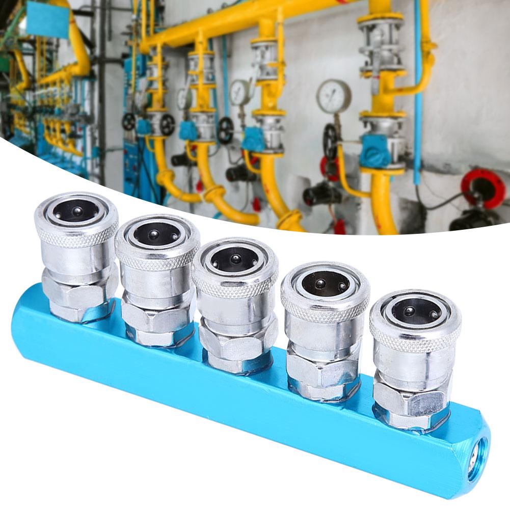 Air Compressor Quick Connector Manifold Fitting C‑Type Aluminum Alloy for Pneumatic Components