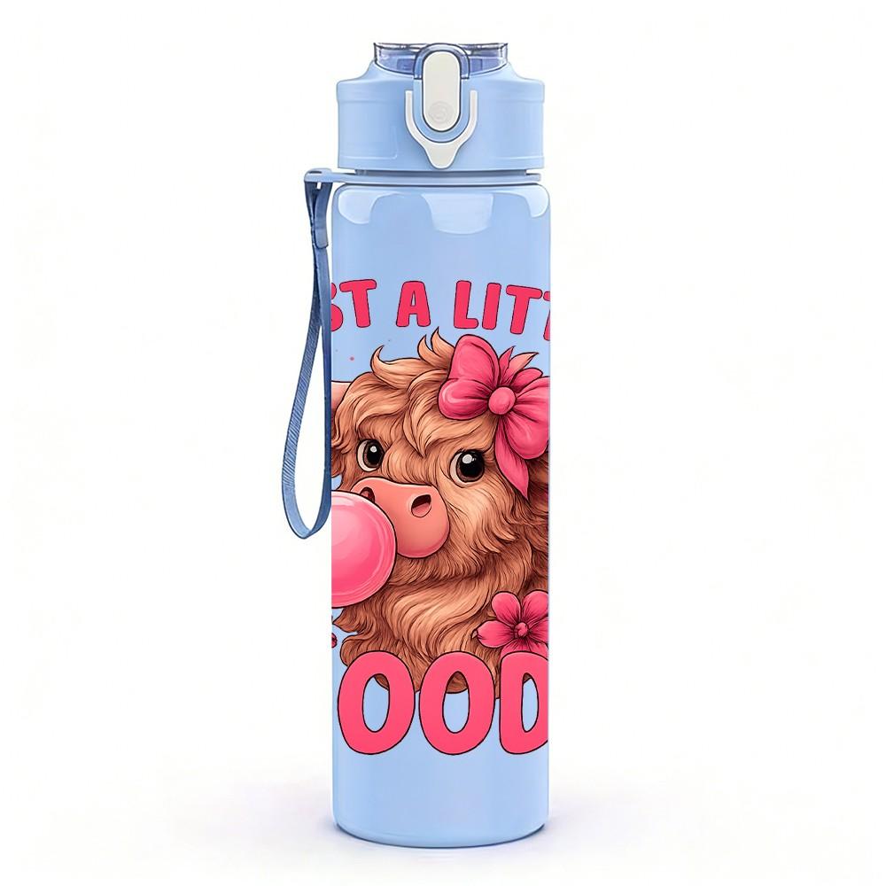 1PC Just A Little Moody Pig Art 750ml Color Plastic Sports Water Bottle Leakproof Flip Straw Lid Suitable for Sports Office Home Use