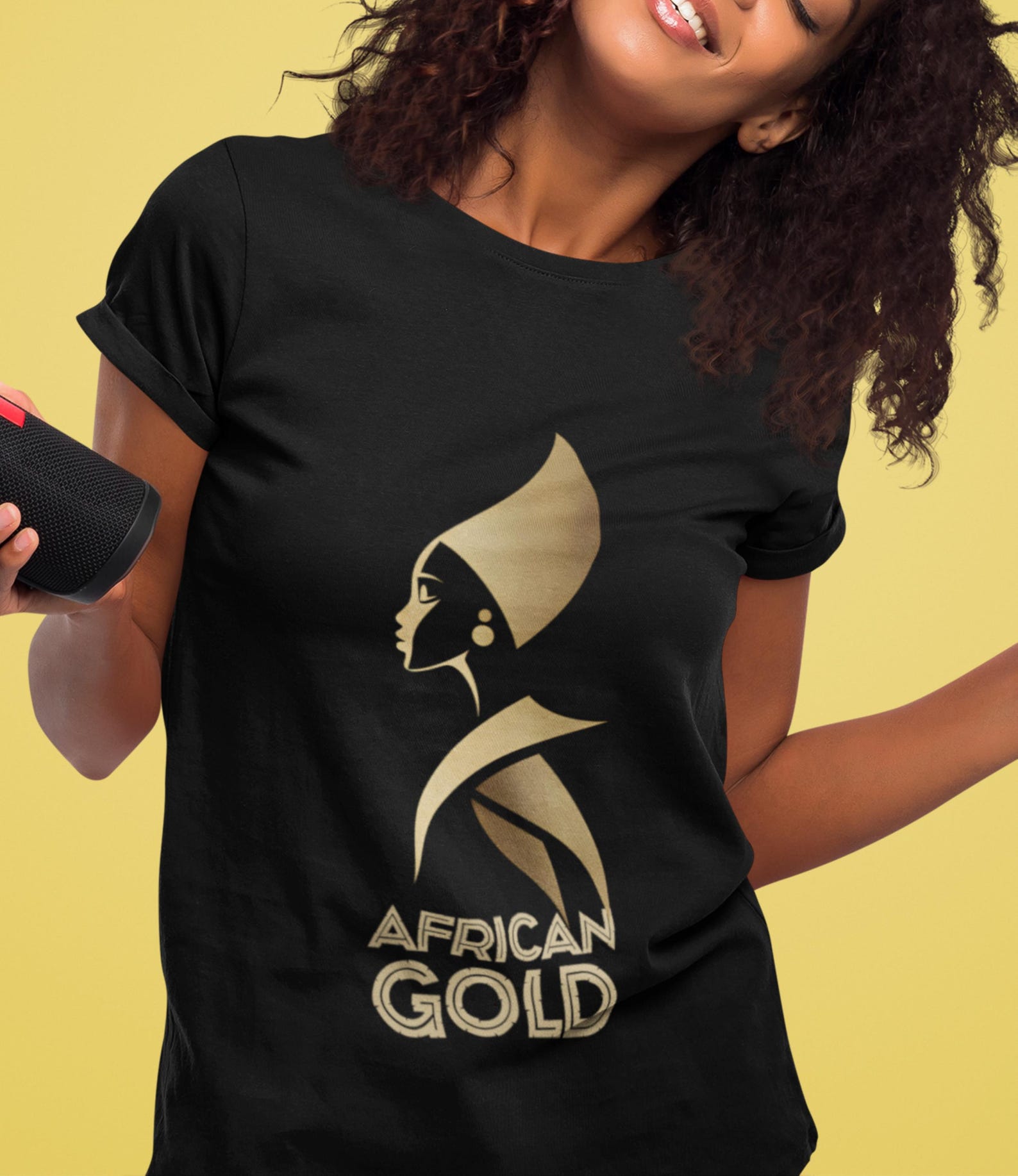Mama Africa Gold Graphic Tee: Cultural Heritage Unisex T-Shirt 2XL