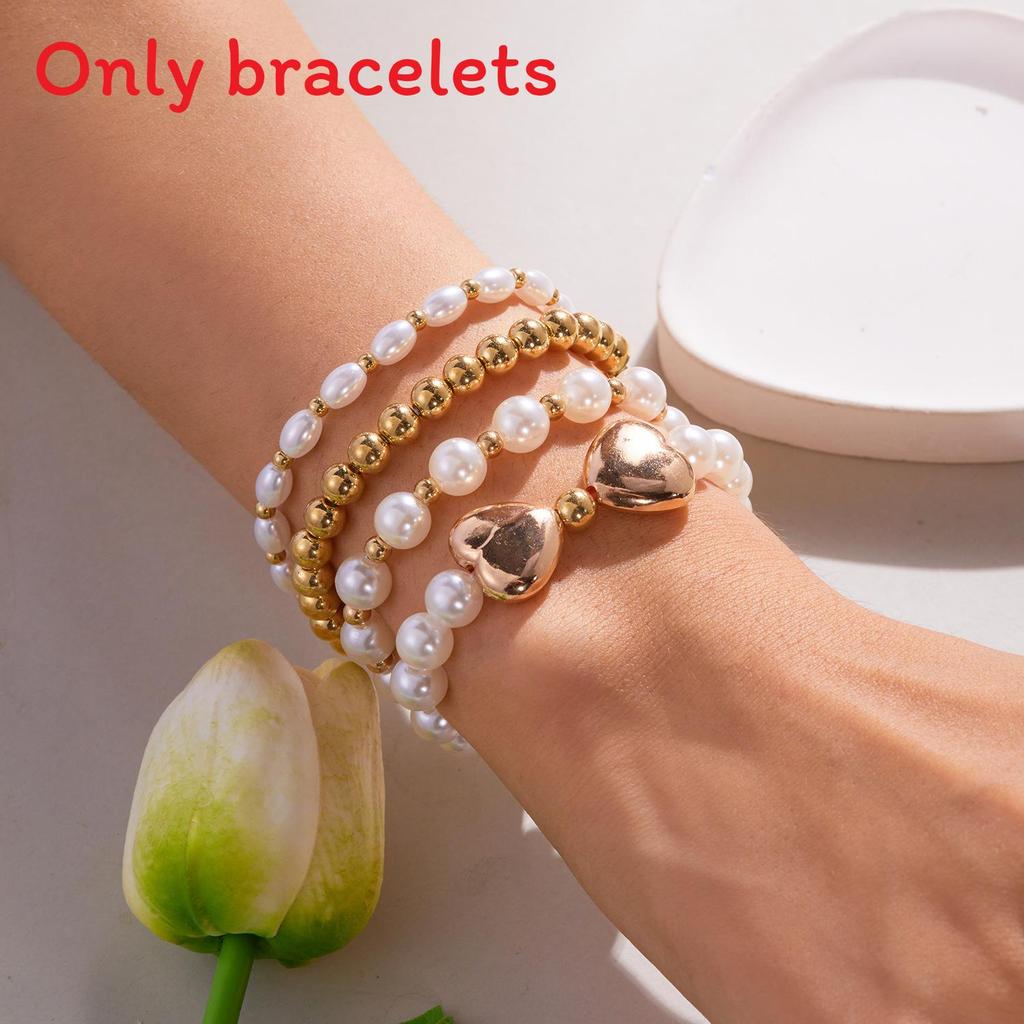 Artificial Pearl Beaded Bracelet With Geometric Oval Design For Womens Fashion Accessory