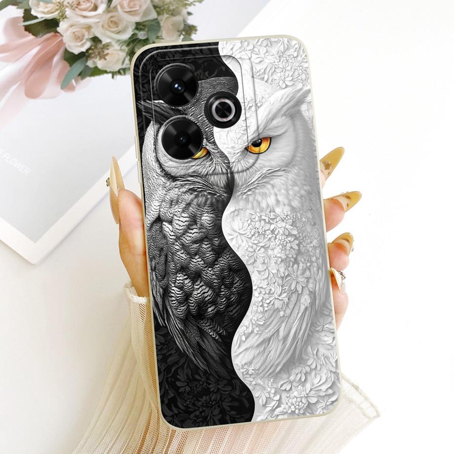 New Fashion Painting Phone Case For Xiaomi Redmi 13 13C 13X Poco C65 Funda Soft Matte Silicone Bow Pattern Cartoon Cat Covers