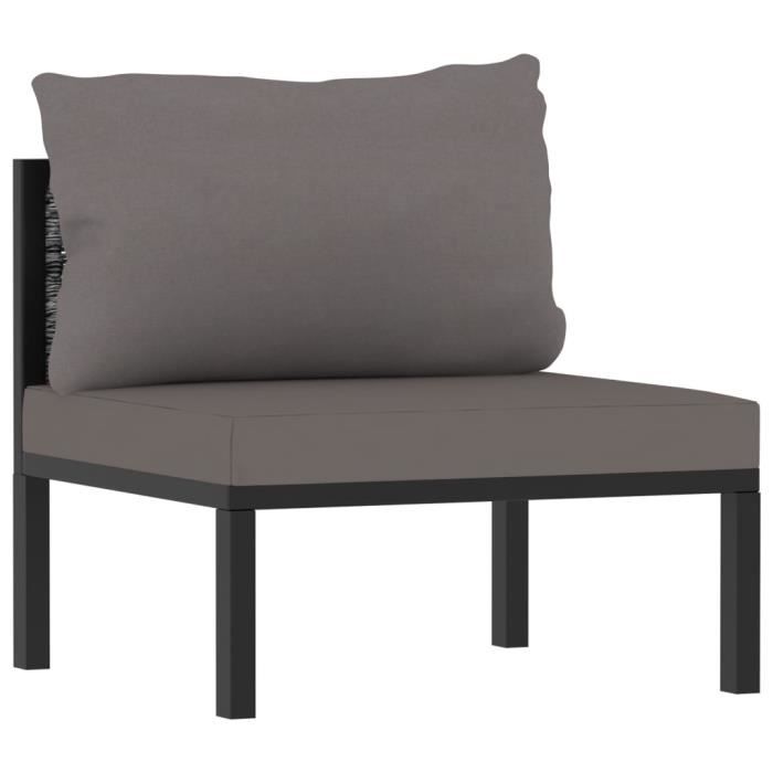 VidaXL Canapé à 3 places avec coussins Anthracite Résine tressée