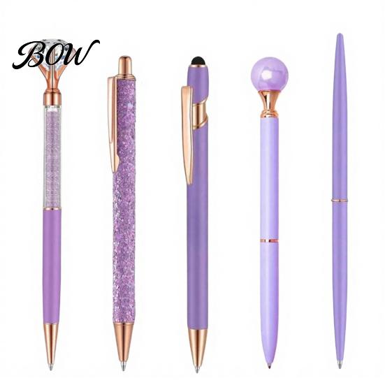 Sturdy Pocket Clip Pen 5PCS Metal Diamond Ballpoint Pens, with Sparkling Rhinestone Decor, Luxury Glitter Writing Smooth Press Mechanism Pen, for Kids