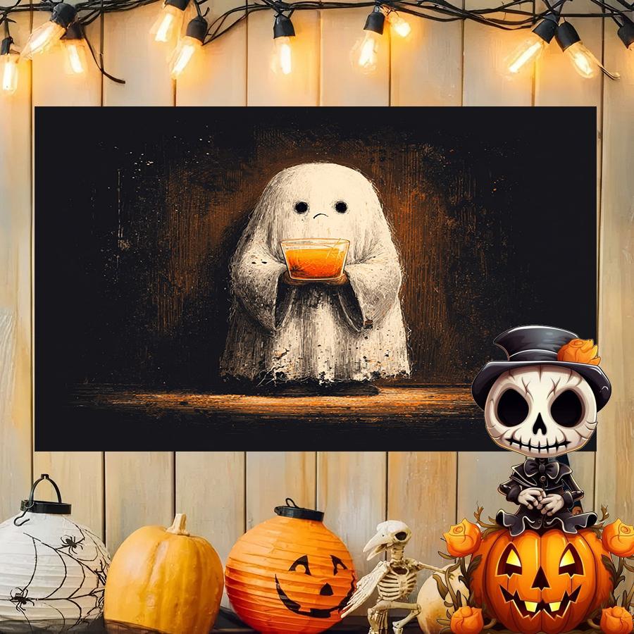 

Ghost with a Cup Background Cloth Hanging Cloth Bedroom Bedside Decorative Wall Cloth Rental Dormitory Tapestry 74x94cm(29x37in)