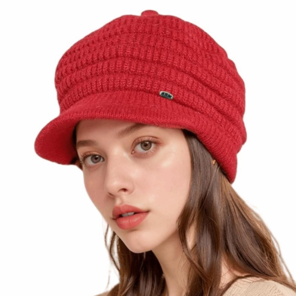 Solid Color Beanie Cap Wool Snow Ski Caps Fashion Newsboy Beret  Winter